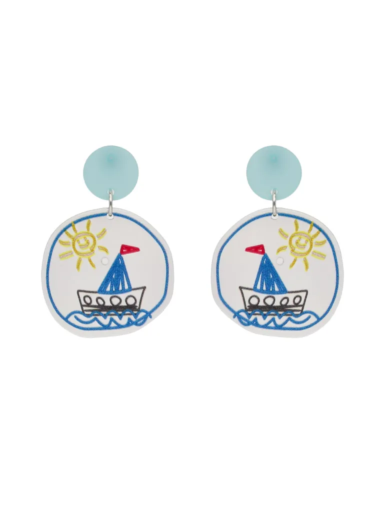 Western Dangler Earrings in Rhodium finish - CNB21174