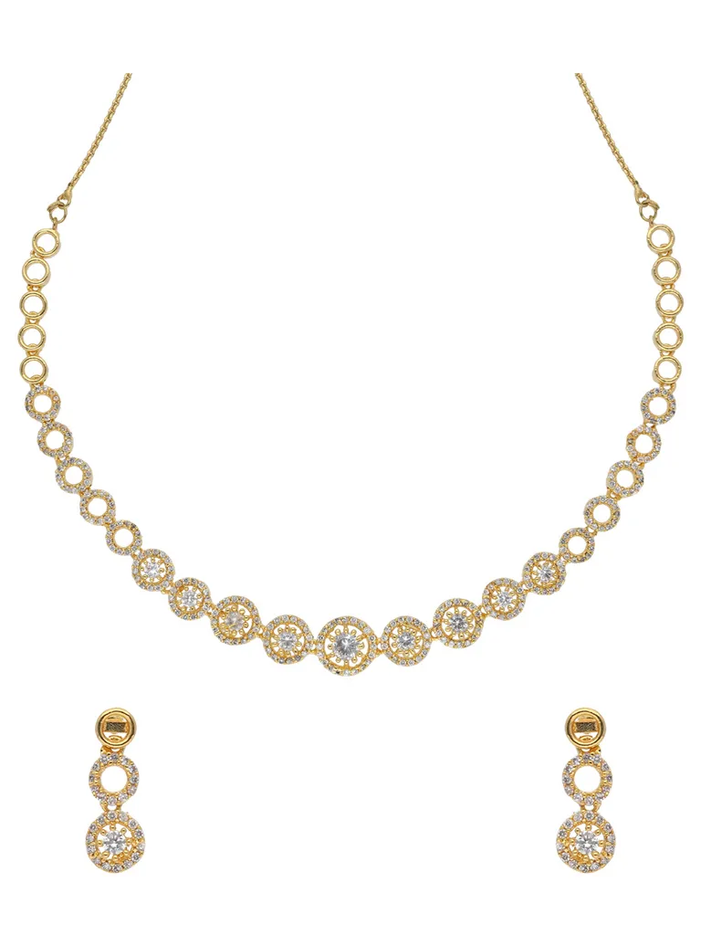 AD / CZ Necklace Set in Gold finish - ADND11