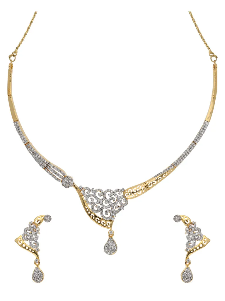AD / CZ Necklace Set in Two Tone finish - ADNS26