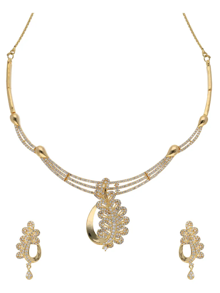 AD / CZ Necklace Set in Gold finish - SKH9