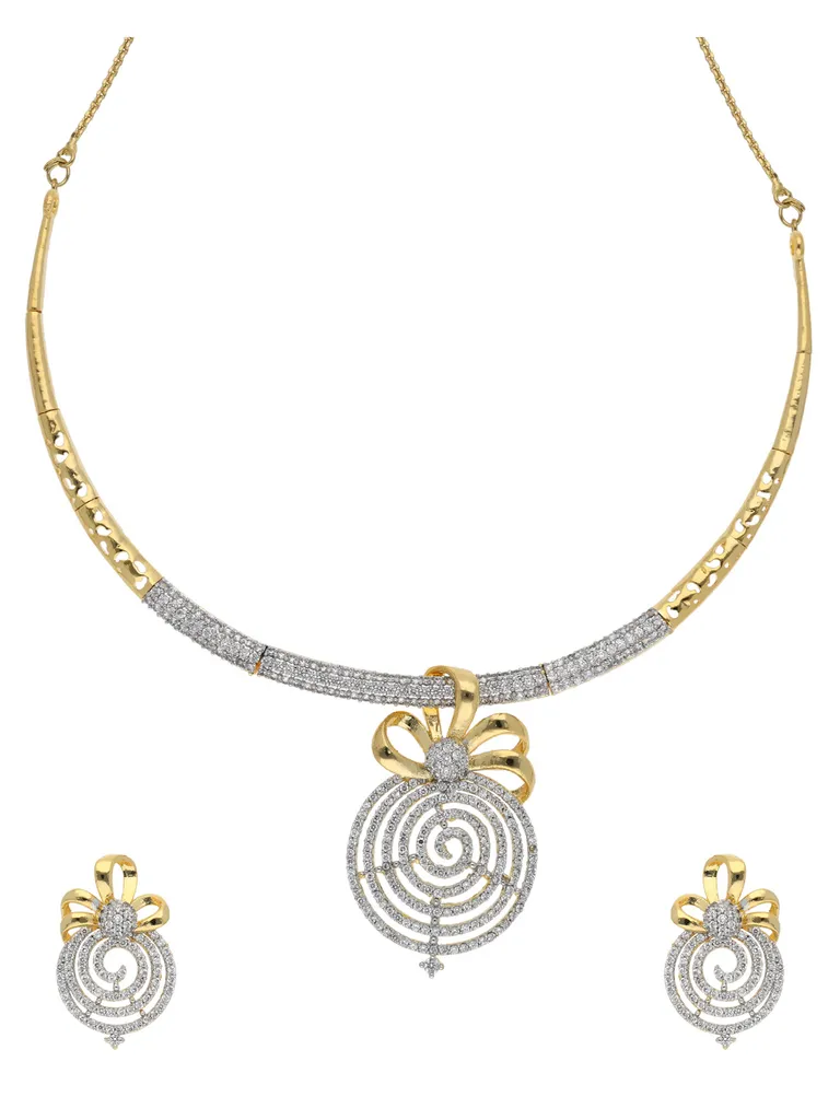 AD / CZ Necklace Set in Two Tone finish - SKH8