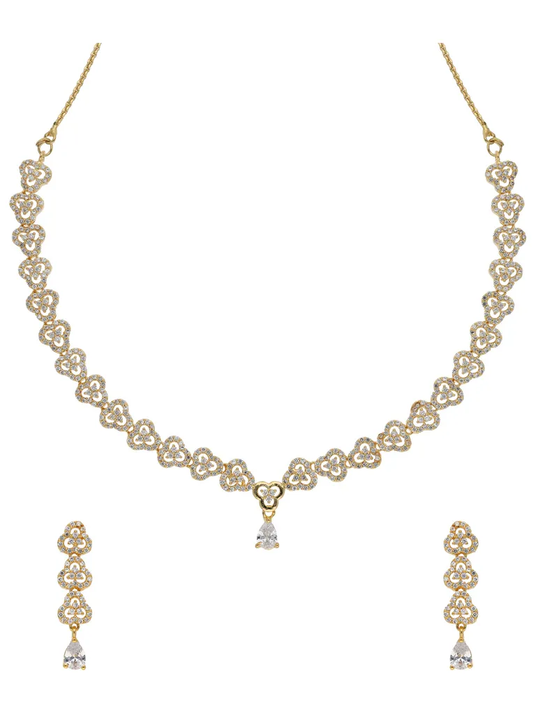 AD / CZ Necklace Set in Gold finish - ADND70