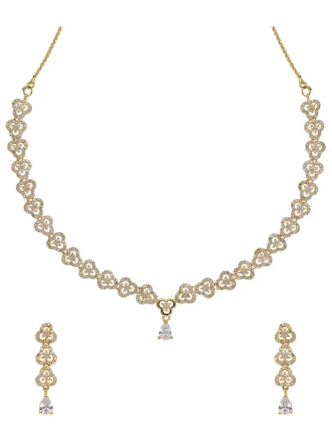 AD / CZ Necklace Set in Gold finish - ADND70