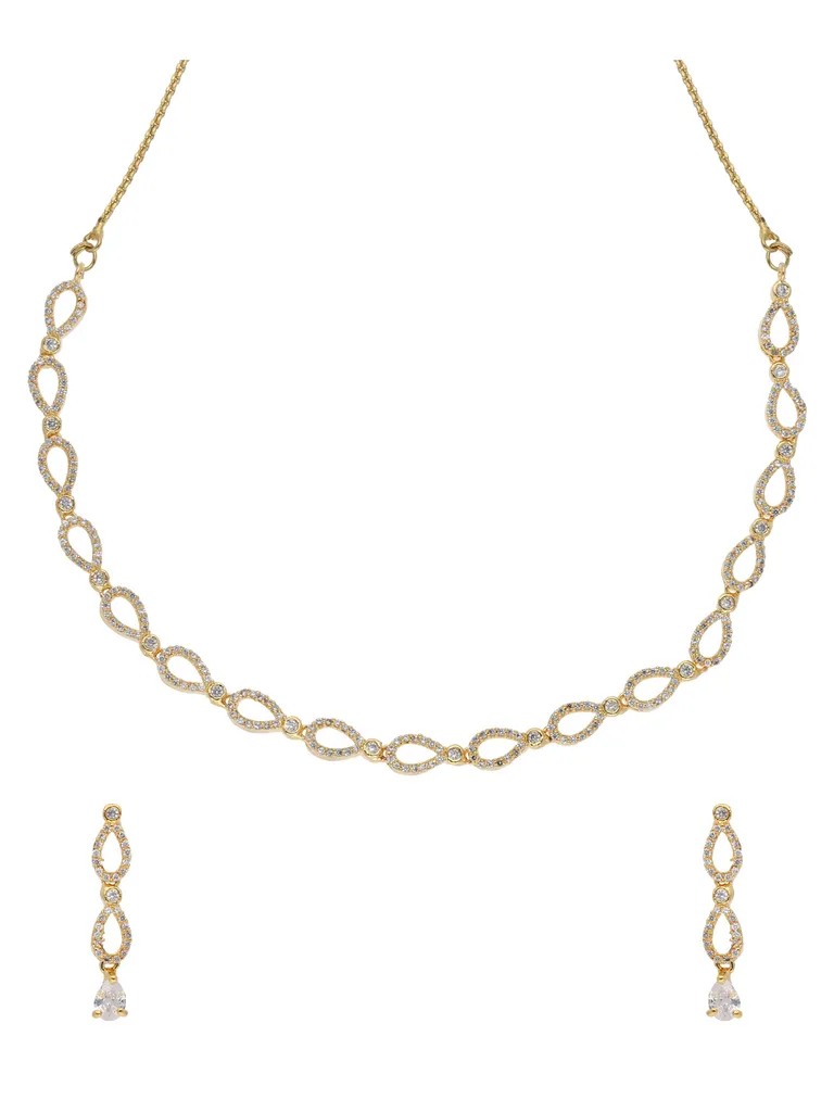 AD / CZ Necklace Set in Gold finish - ADND120