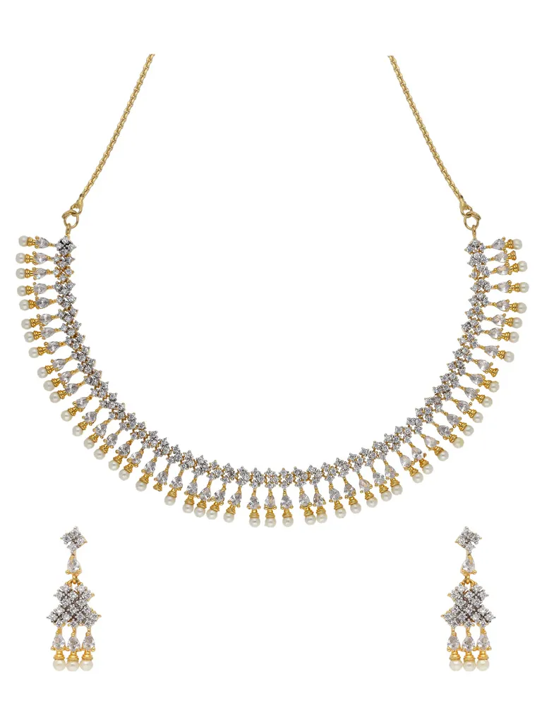 AD / CZ Necklace Set in Two Tone finish - ADND01