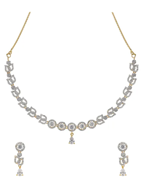 AD / CZ Necklace Set in Two Tone finish - ADND71