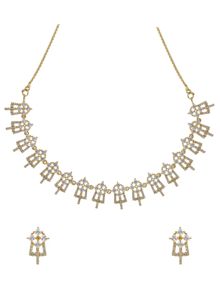 AD / CZ Necklace Set in Gold finish - SKH18