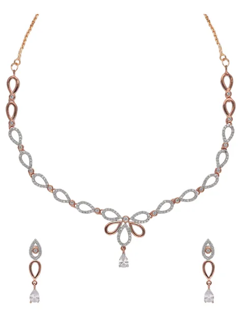 AD / CZ Necklace Set in Rose Gold finish - ADND3