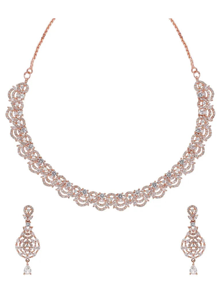 AD / CZ Necklace Set in Rose Gold finish - ADNS83