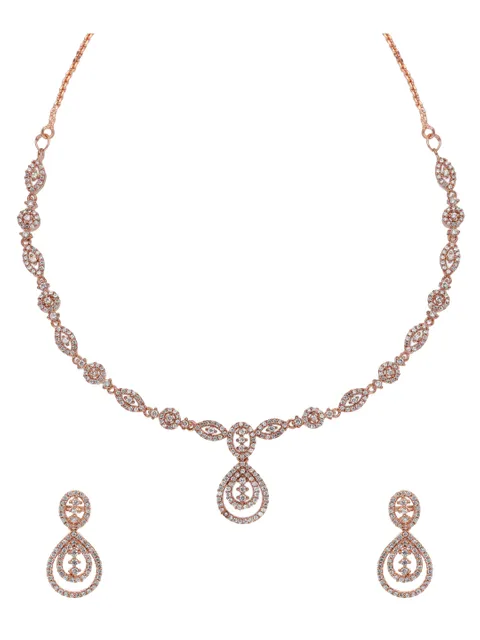 AD / CZ Necklace Set in Rose Gold finish - ADND2