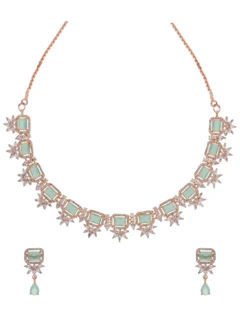 AD / CZ Necklace Set in Rose Gold finish - ADNS47