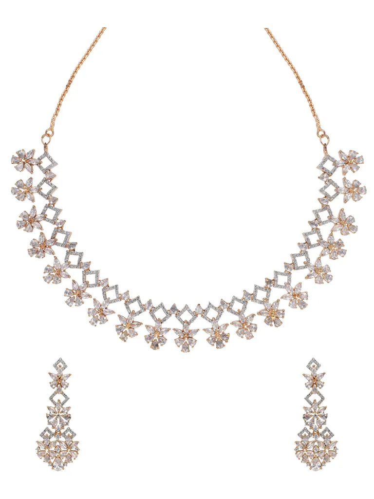 AD / CZ Necklace Set in Two Tone finish - SKH35