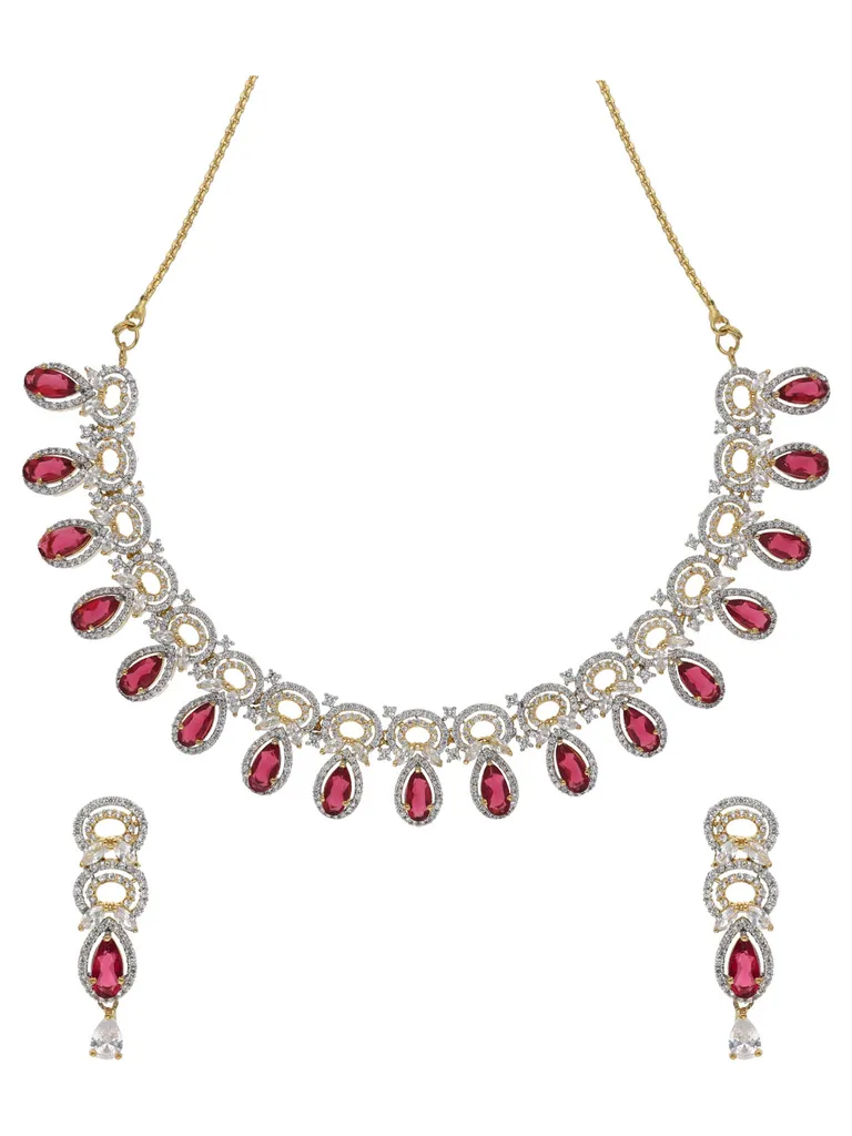AD / CZ Necklace Set in Two Tone finish - SKH39