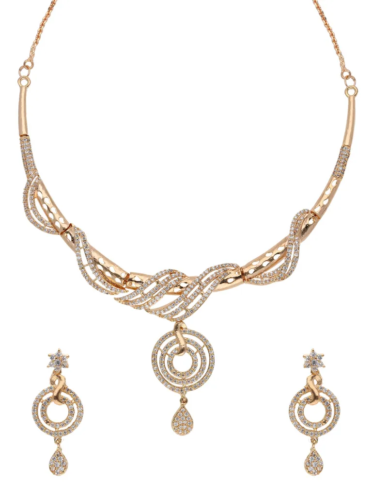 AD / CZ Necklace Set in Rose Gold finish - ADND806