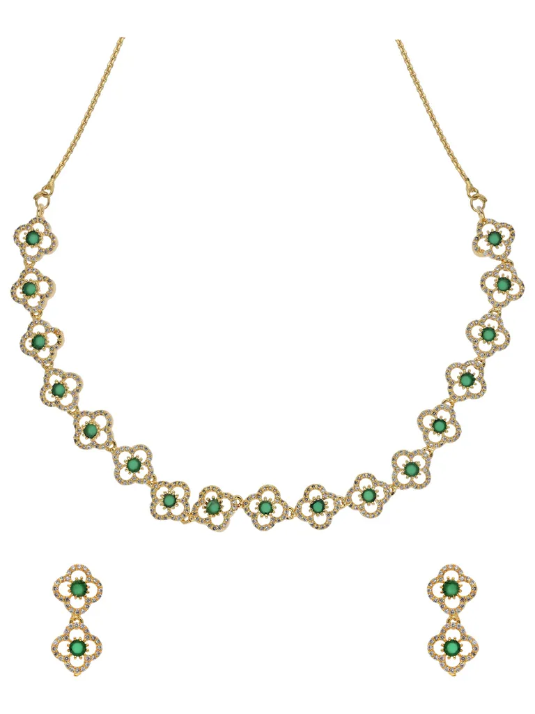 AD / CZ Necklace Set in Gold finish - ADND121