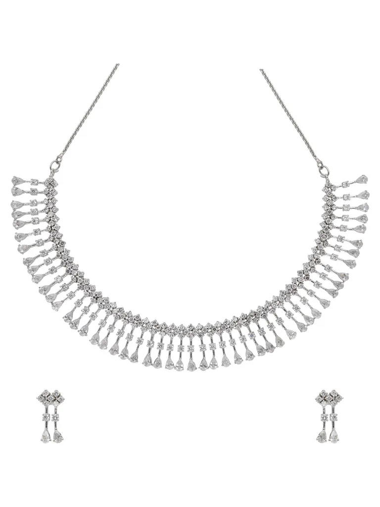 AD / CZ Necklace Set in Rhodium finish - ADNS