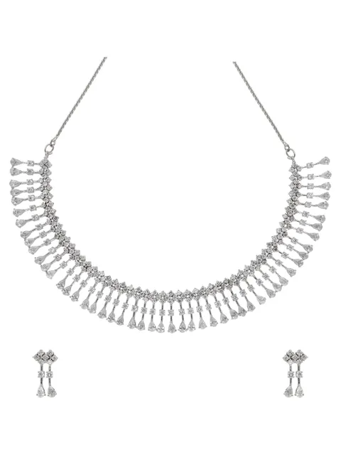 AD / CZ Necklace Set in Rhodium finish - ADNS