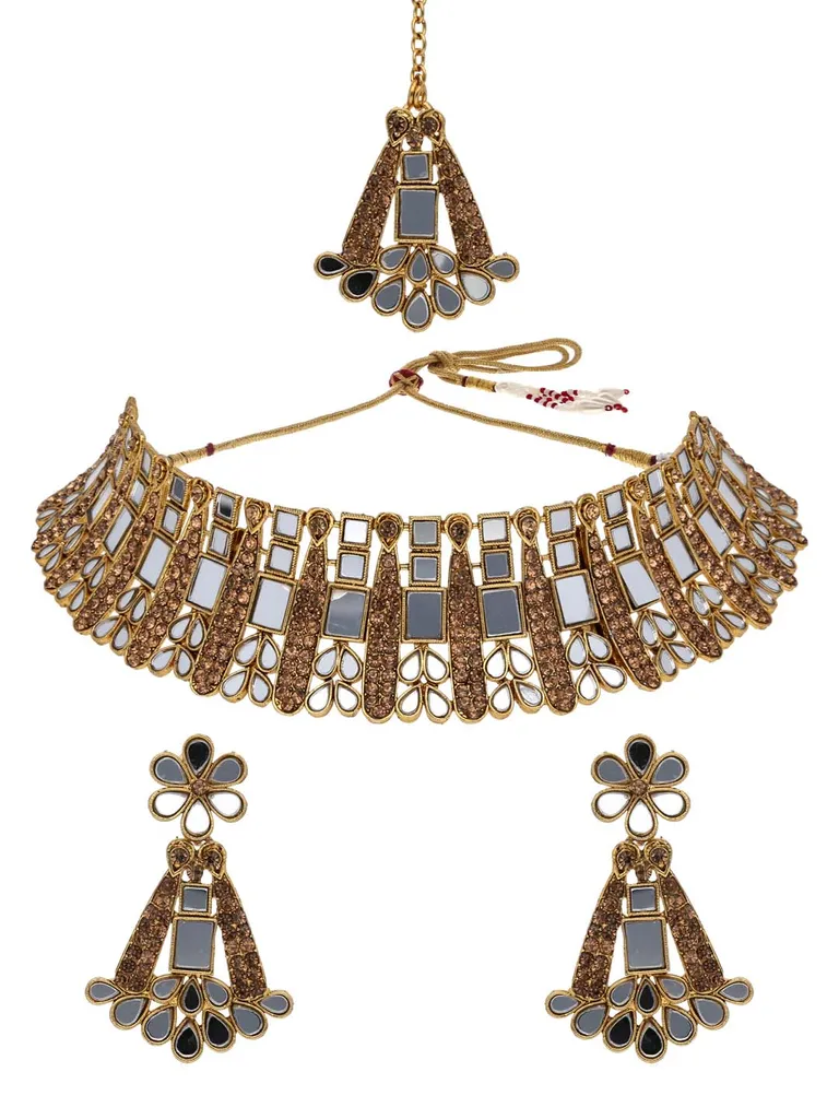 Mirror Necklace Set in LCT/Champagne color - AVM21002