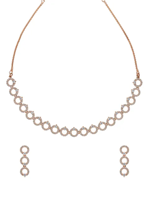 AD / CZ Necklace Set in Rose Gold finish - CNB5035
