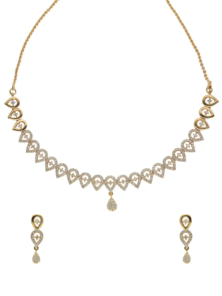 AD / CZ Necklace Set in Gold finish - CNB15671
