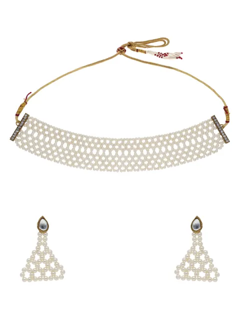 Pearls Necklace Set in Mehendi finish - S1508