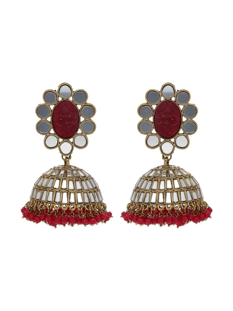 Mirror Jhumka Earrings in Mehendi finish - CNB21766
