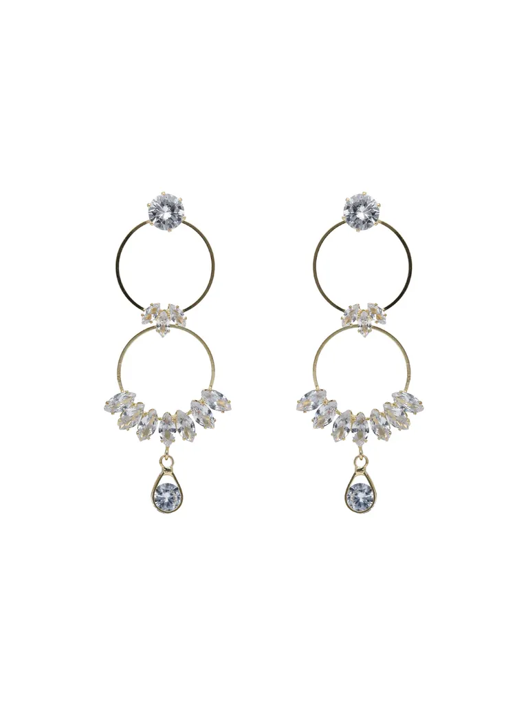 AD / CZ Long Earrings in Gold finish - CNB21898