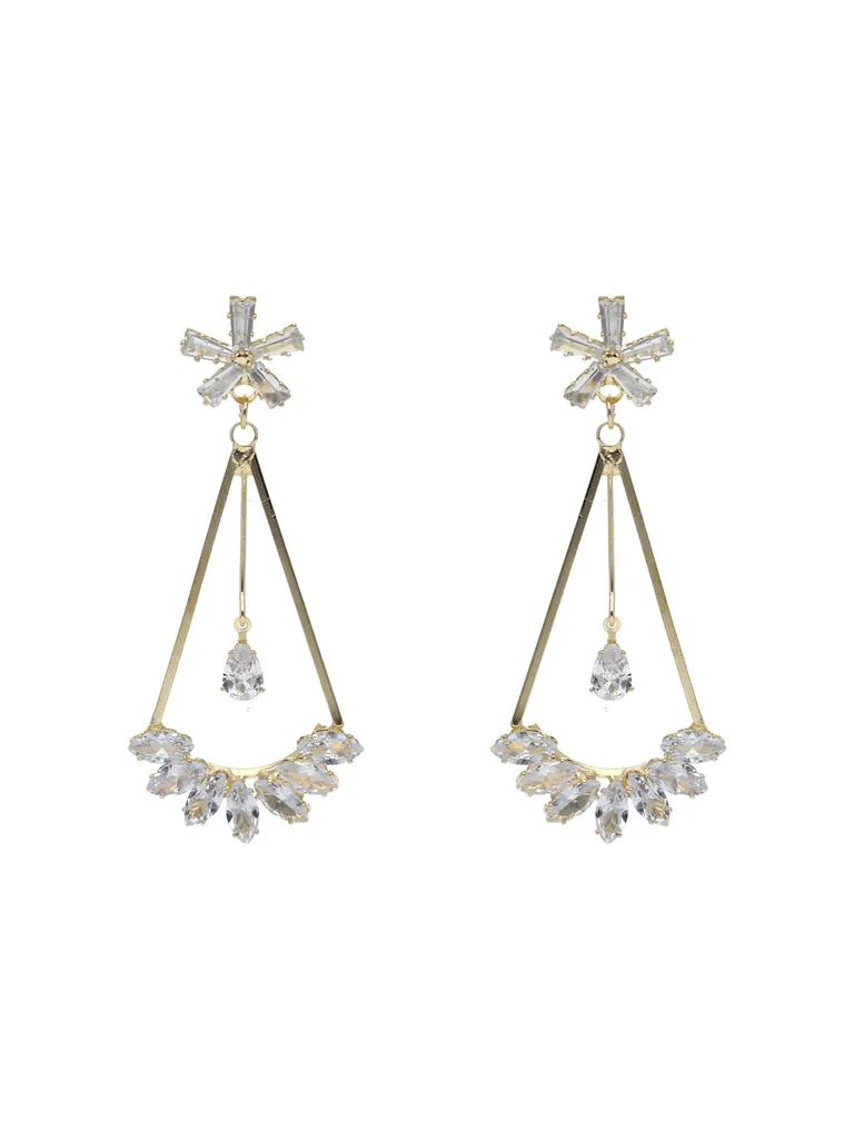 AD / CZ Long Earrings in Gold finish - CNB21904