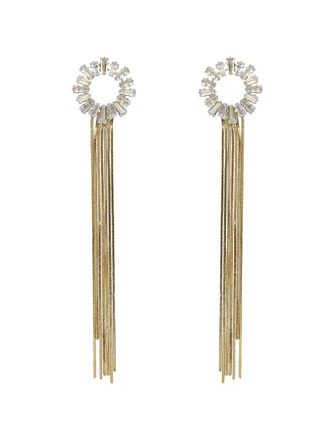 AD / CZ Long Earrings in Gold finish - CNB21632