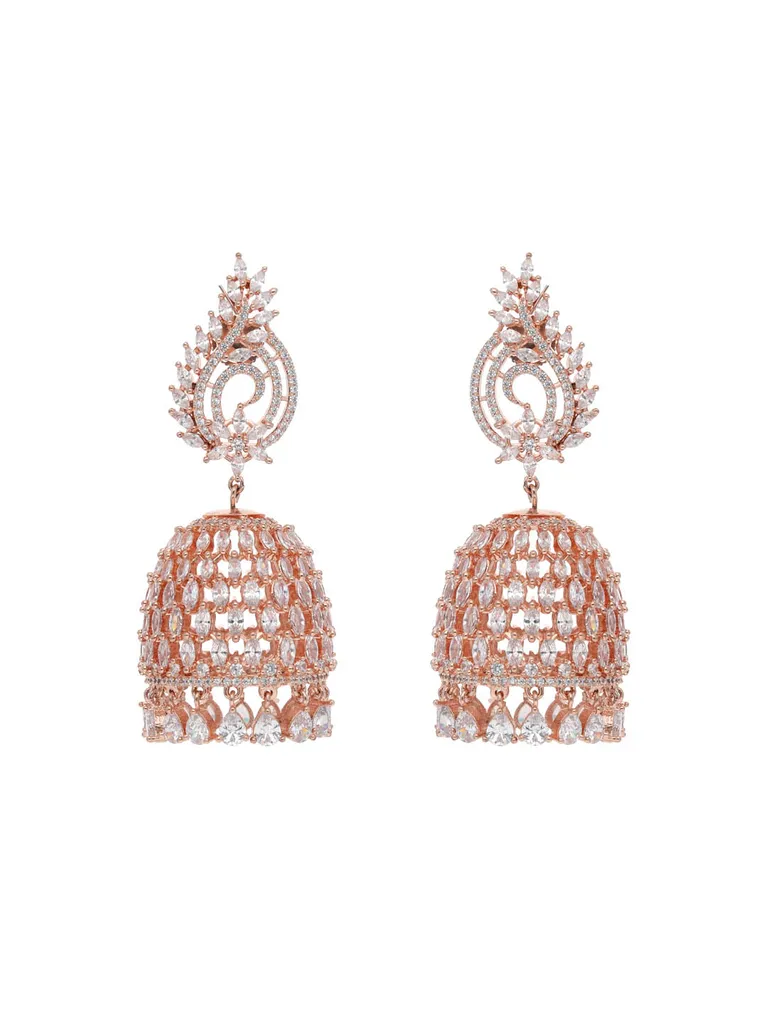 AD / CZ Jhumka Earrings in Rose Gold finish - CNB21873