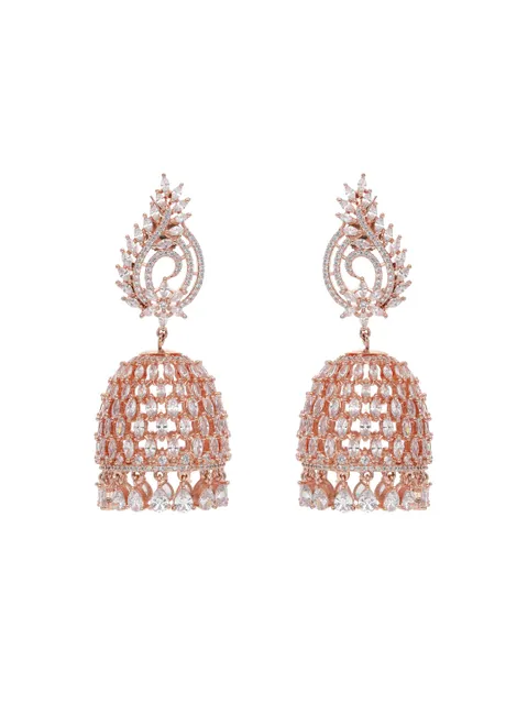 AD / CZ Jhumka Earrings in Rose Gold finish - CNB21873