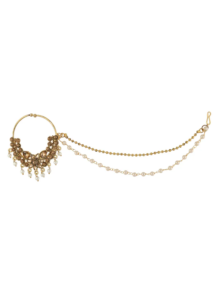 Traditional Nose Ring with Chain in Gold finish - SHA2205