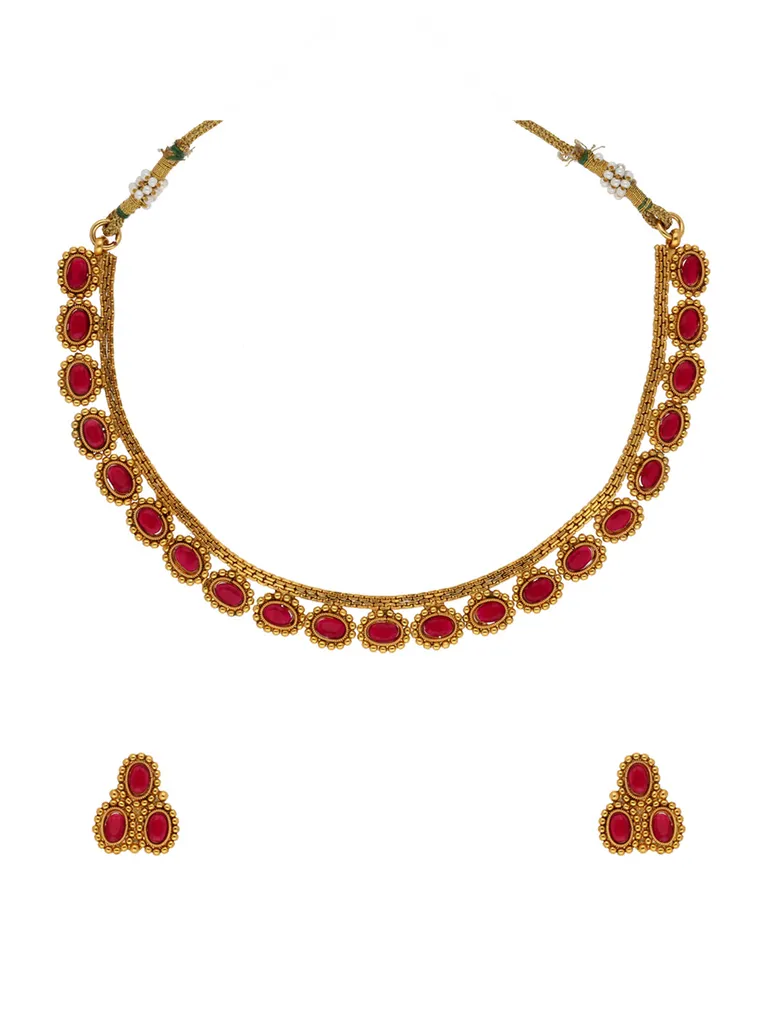 Antique Necklace Set in Gold finish - HEL1899