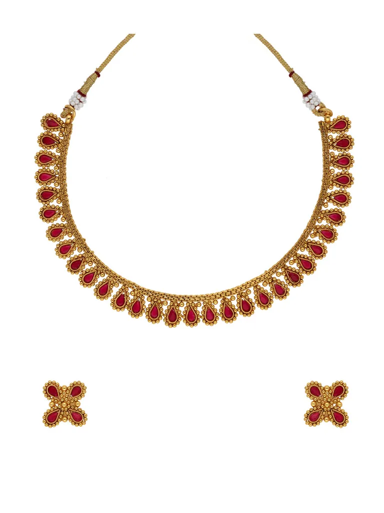 Antique Necklace Set in Gold finish - HEL1898