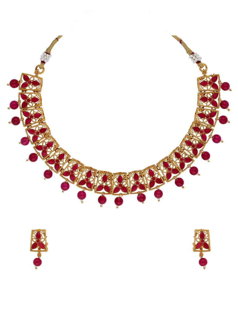 Antique Necklace Set in Gold finish - HEL1863
