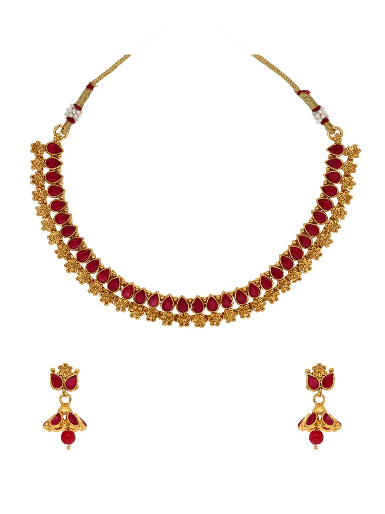 Antique Necklace Set in Gold finish - HEL1458