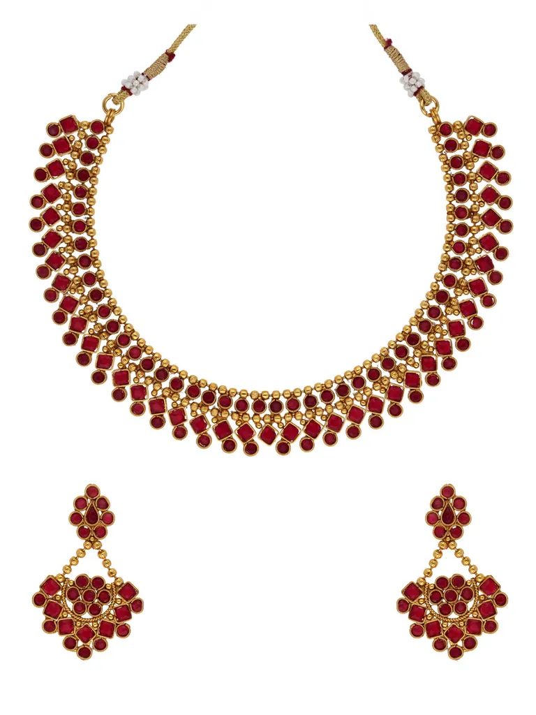 Antique Necklace Set in Gold finish - HEL1857