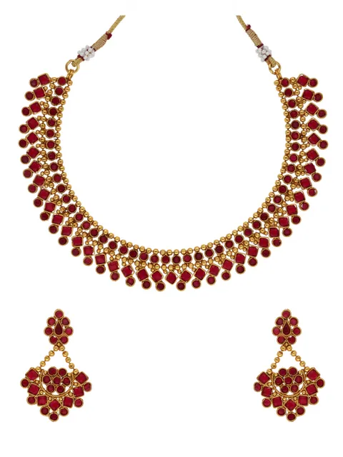 Antique Necklace Set in Gold finish - HEL1857