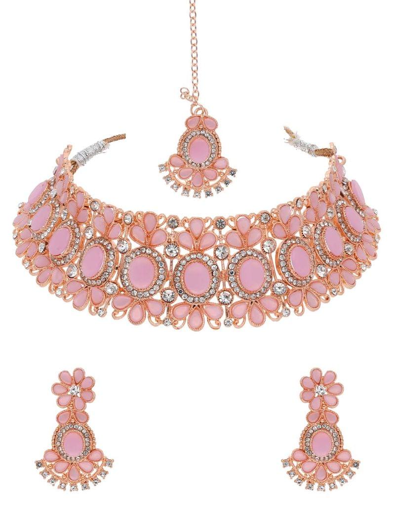 Traditional Necklace Set in Rose Gold finish - AVM825