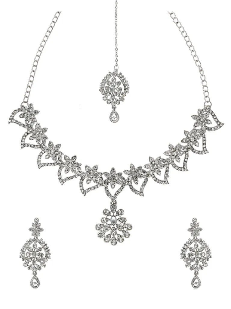 Stone Necklace Set in Rhodium finish - SHA1180