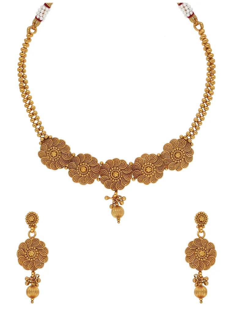 Antique Necklace Set in Gold finish - AMN30