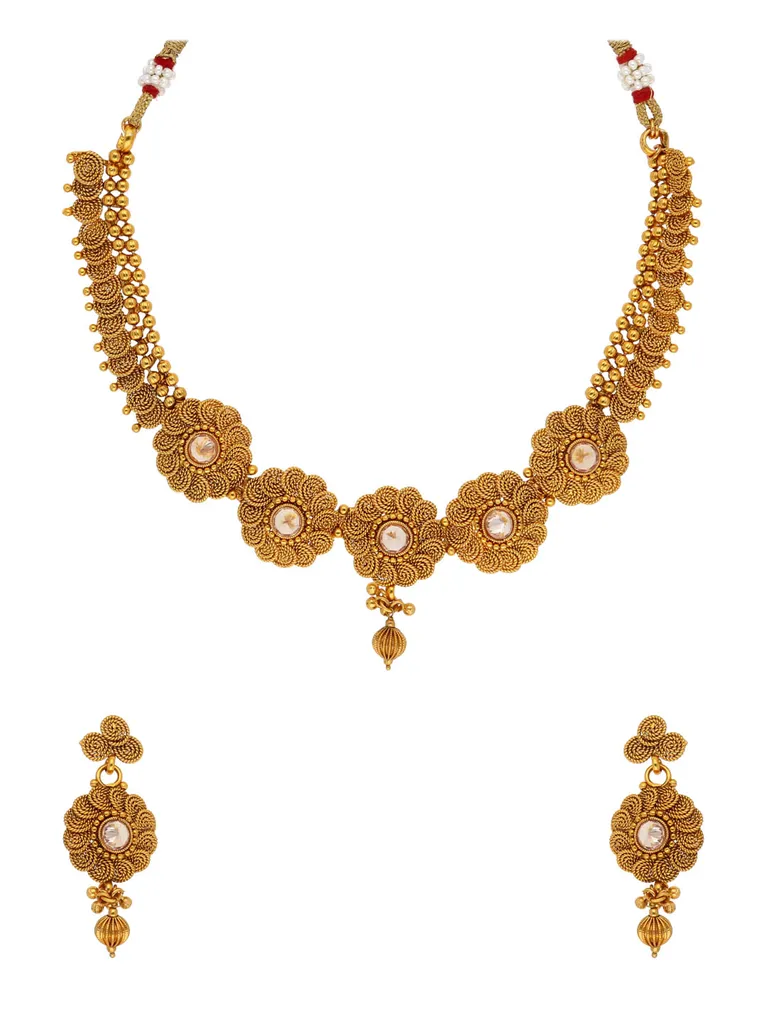 Antique Necklace Set in Gold finish - AMN39