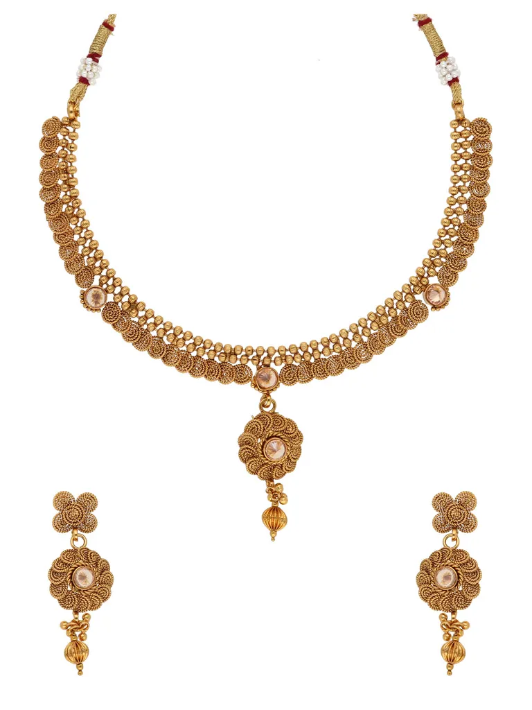 Antique Necklace Set in Gold finish - AMN45