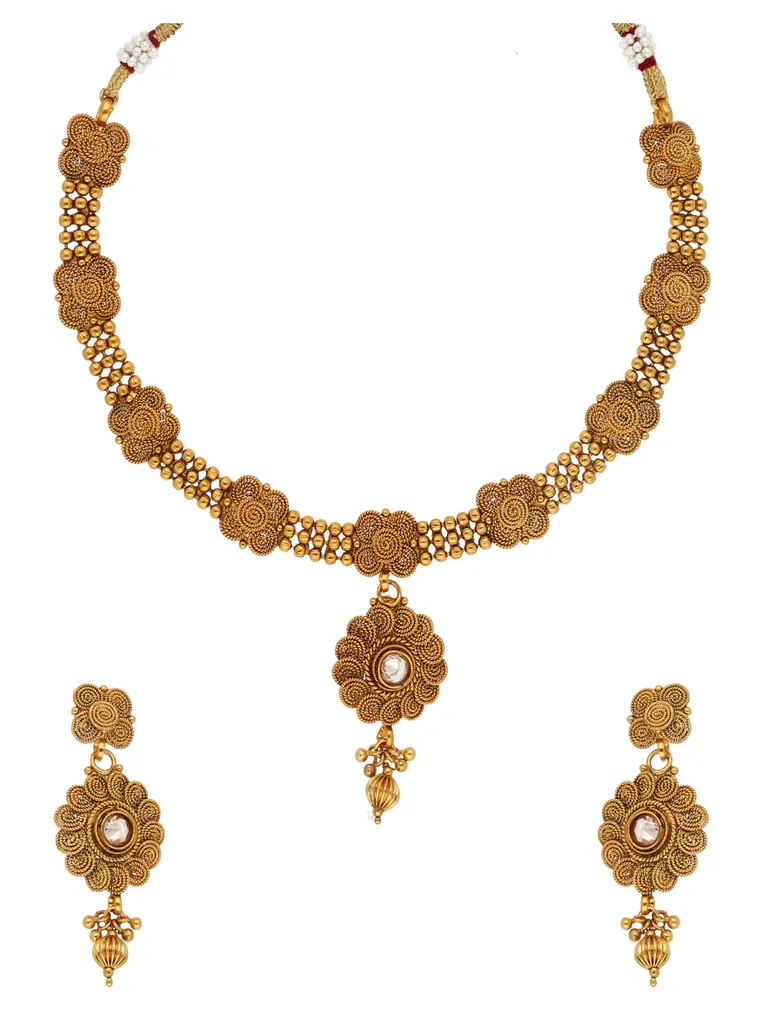 Antique Necklace Set in Gold finish - AMN65
