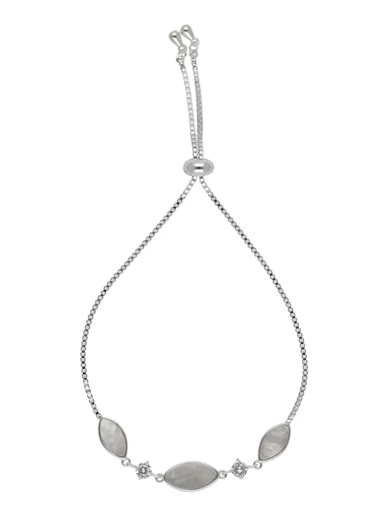 Western Loose / Link Bracelet in Rhodium finish with MOP - CNB23711