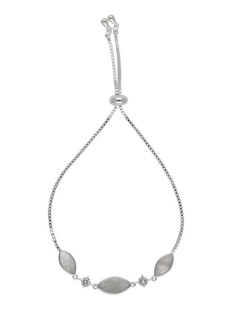 Western Loose / Link Bracelet in Rhodium finish with MOP - CNB23711