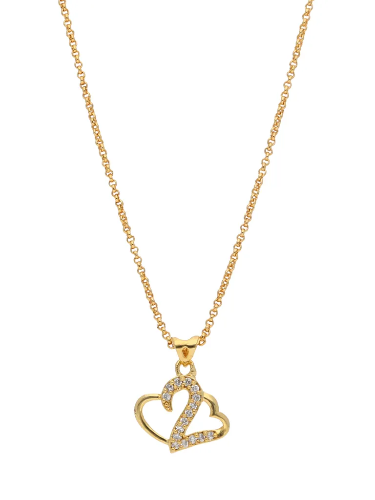 AD / CZ Heart Shape Pendant with Chain - CNB23907