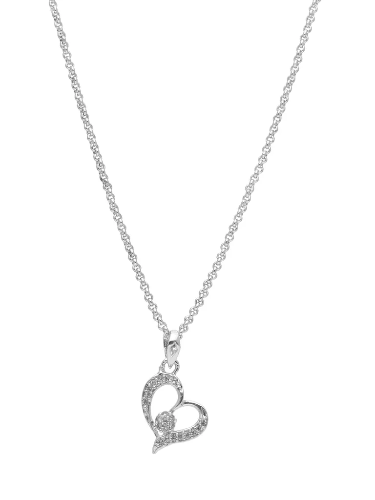 AD / CZ Heart Shape Pendant with Chain - CNB23924