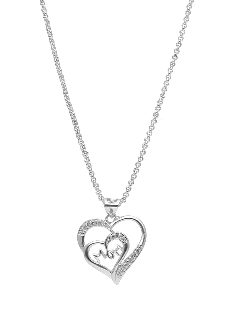 AD / CZ Heart Shape Pendant with Chain - CNB23936