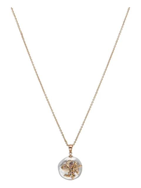 AD / CZ Pendant with Chain in Gold finish - CNB24182